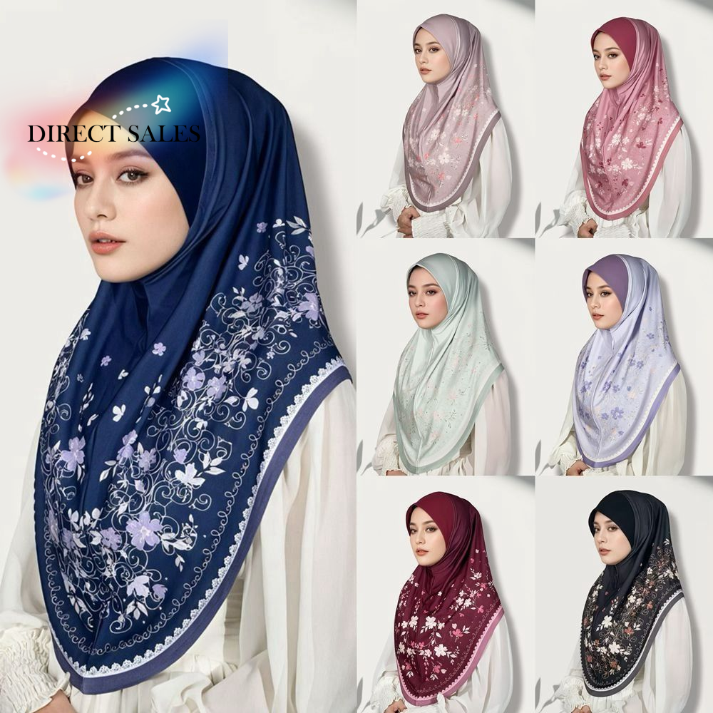 Turban long floral respirant pour l'Aïd al-Fitr, en coton, ajustable, imprimé, foulard arabe polyvalent, hijab élastique pour femme