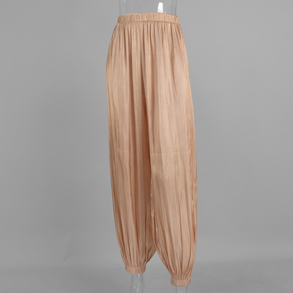 Pantalon Lanterne Élégant Brillant pour Femme Taille Haute Élastique Streetwear Coupe Ample Décontractée Longue 2026