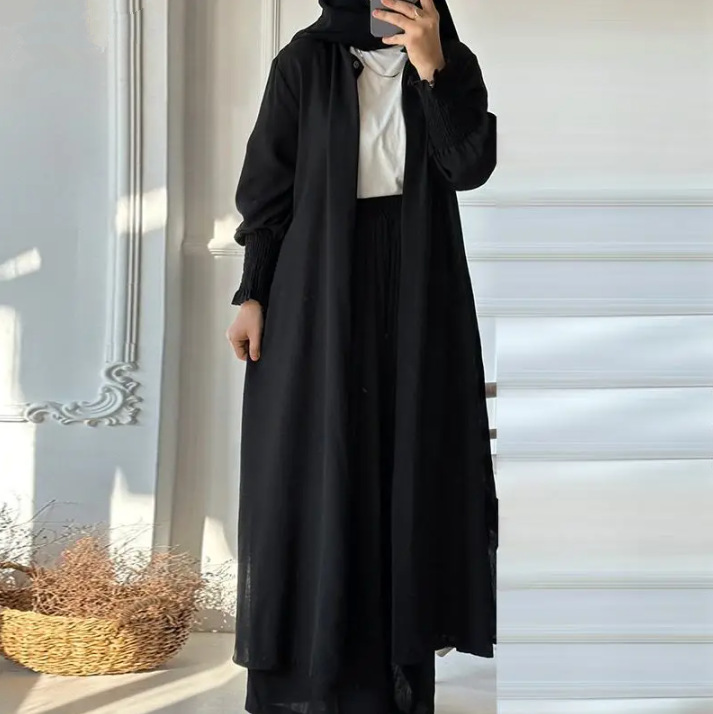 Ensemble kimono décontracté pour femmes musulmanes, manteau long, pantalon large imbibé, ramadan, Maroc, Dubaï, Islam, tenues arabes, 2 pièces