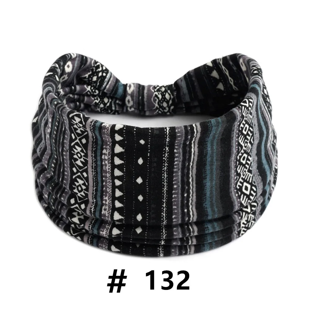 Grands bandeaux pour femmes à pois noués bandeau Turban Yoga entraînement bandeaux Boho Stretch coton Bandana cheveux accessoires