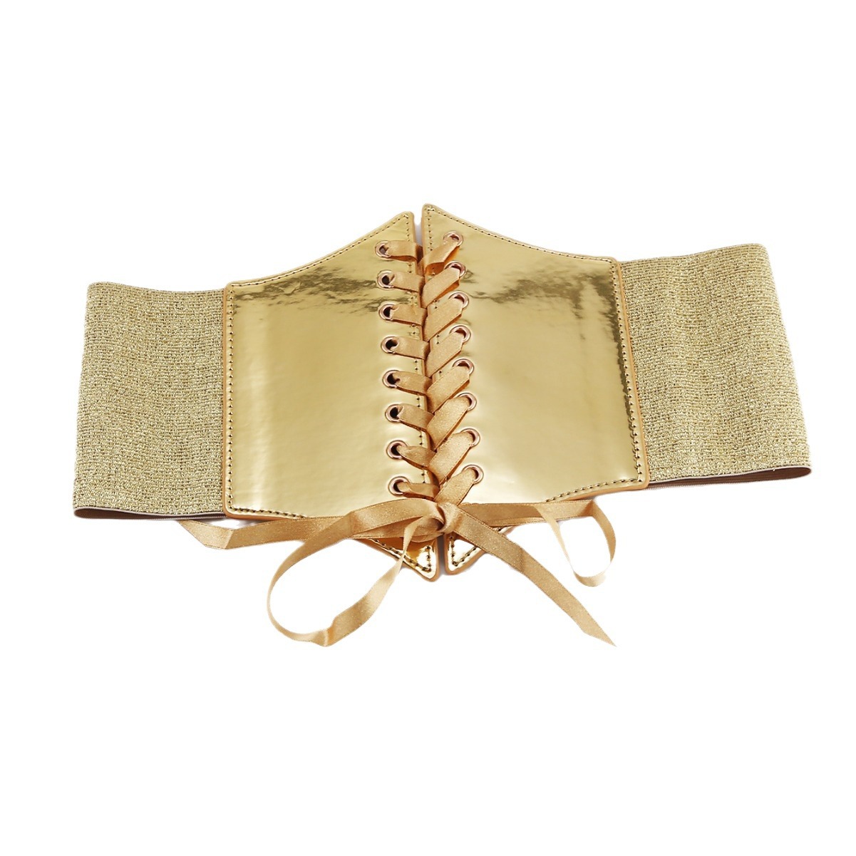 Mode or argent à lacets ceinture élastique femme ceinture robe jupe manteau décoratif