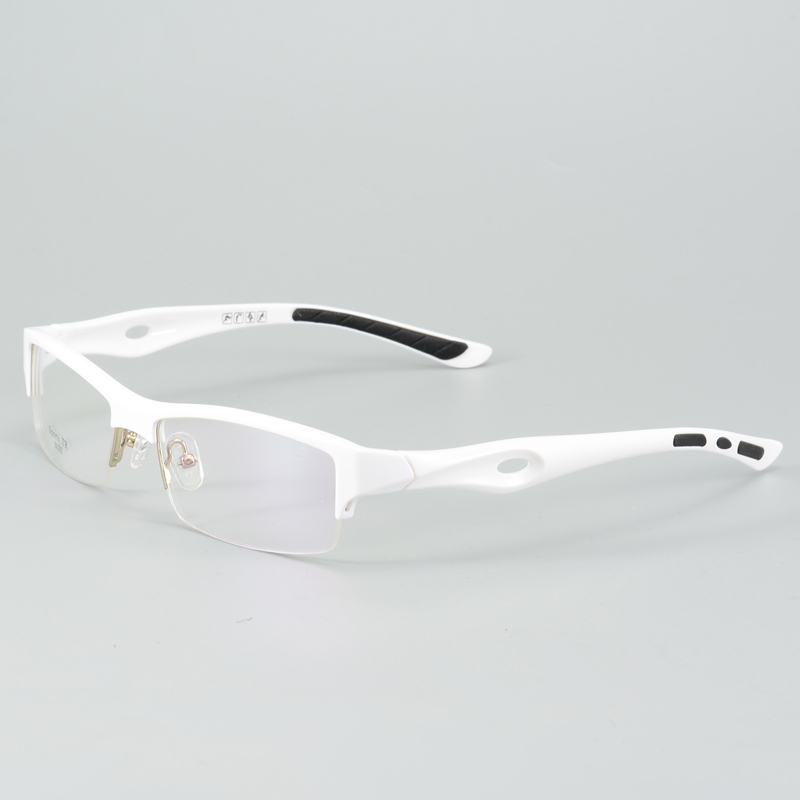 Monture de lunettes blanche demi-cerclée pour hommes, style sportif, adaptée au fitness, à la course à pied et au marathon, peut être équipée de verres correcteurs, en matériau silicone Tr90, couleur chair blanche