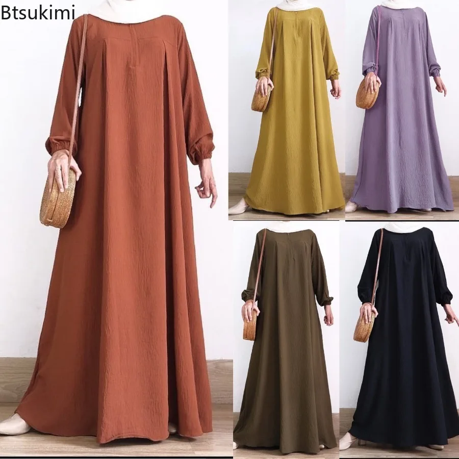 Abayas musulmans modestes pour femmes, Robe Maxi décontractée à manches longues, Kaftan du Ramadan, vêtements islamiques, fête Eid, Jalabiya, 2026