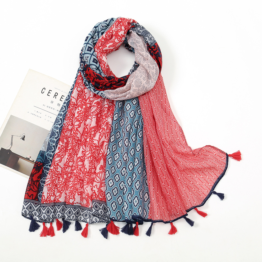 Mode printemps été mince Viscose châle écharpe pour les femmes belle conception florale foulard Pashminas Wrap musulman Echarpe 180*90Cm