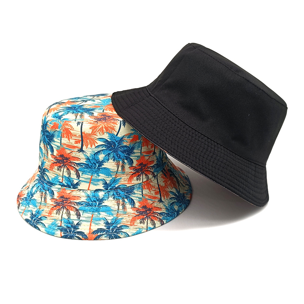 Chapeau Bob Unisexe Imprimé Cocotiers de Plage pour Hommes et Femmes – Protection Solaire Estivale, Tendance, Style Panama, Casquette de Pêcheur