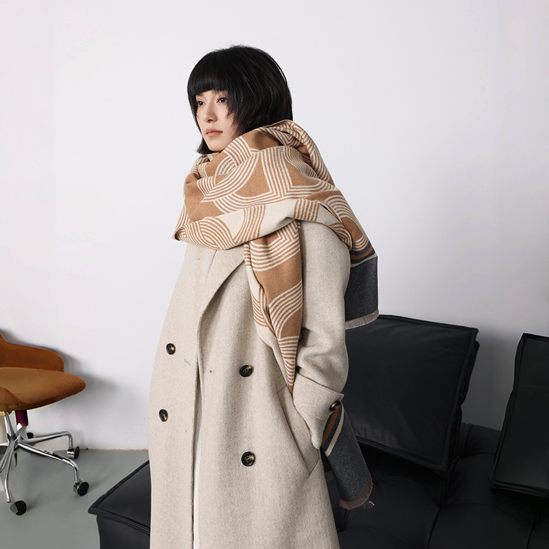 Couverture épaisse en cachemire pour femme, écharpe chaude, Pashmina, châle, enveloppes d'hiver, imprimé Bufanda, nouveau Design à rayures, Poncho, 2025
