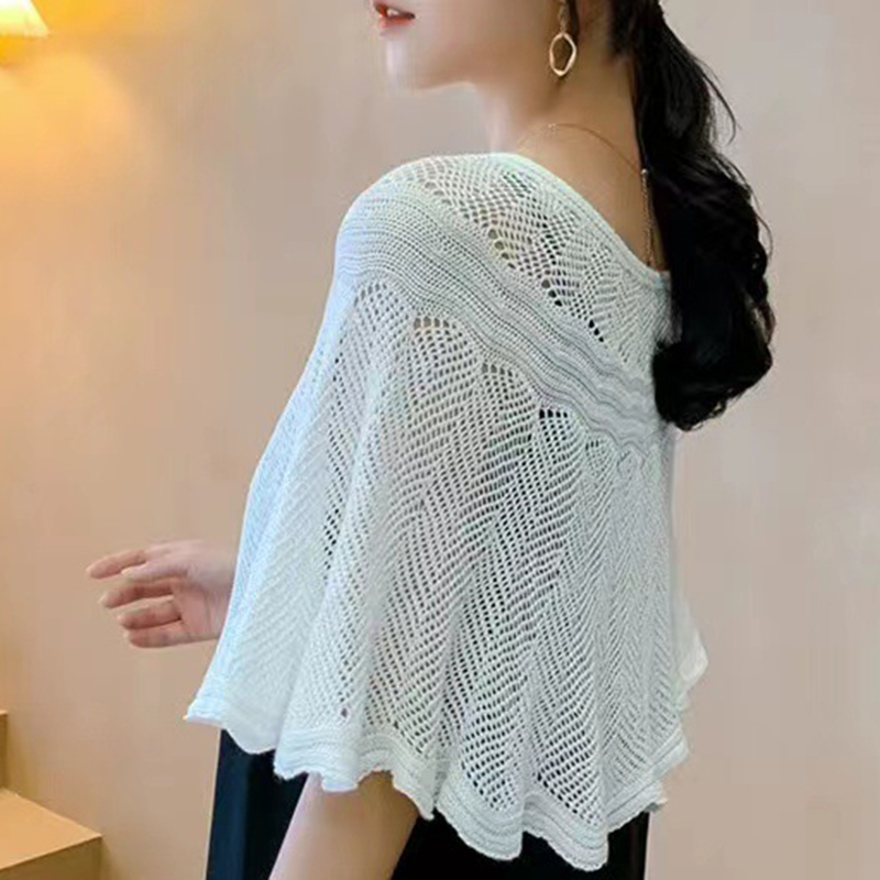 Écharpe pull d'été en coton tricoté de couleur unie, châles coréens simples, Design creux, mode polyvalente, protection solaire
