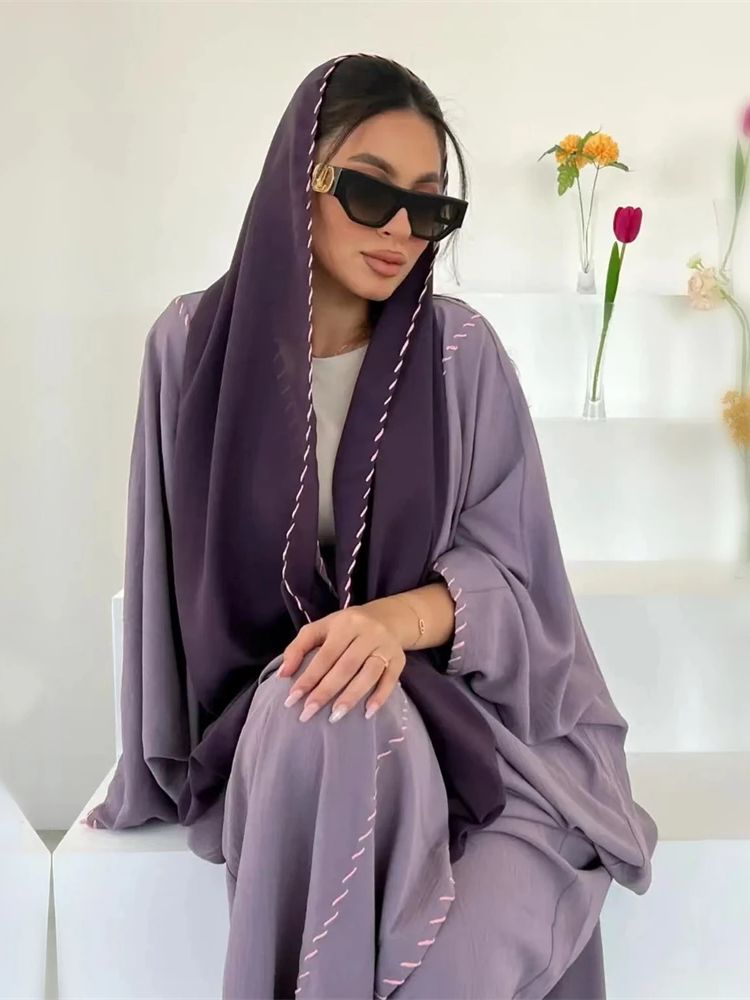 Ensemble Abaya 2 Pièces pour Femme Musulmane, Hijab Modeste, tiens imar, Robe Marocaine
