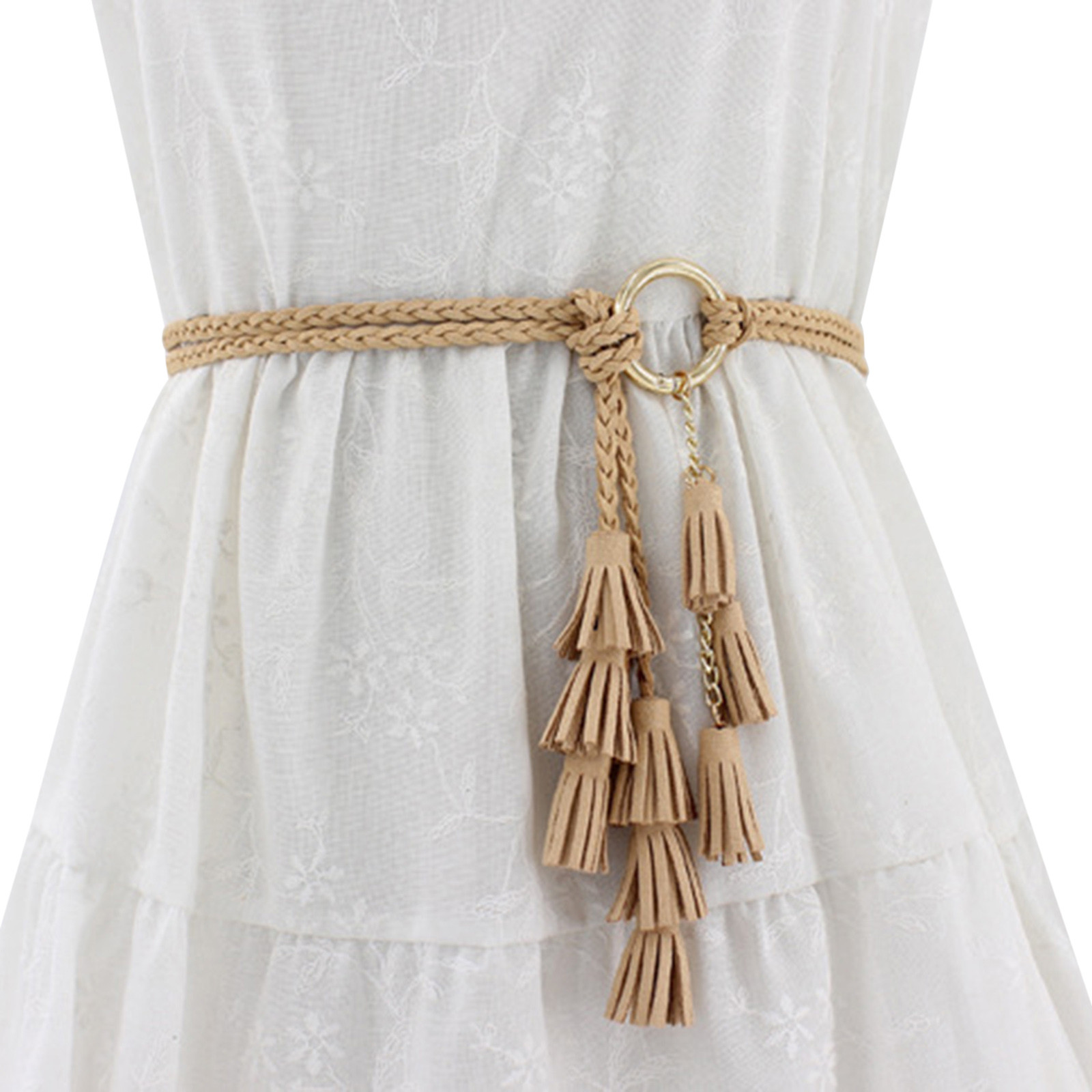 Ceinture tressée nouée décontractée pour femmes, cordon de taille à franges, accessoires pour vêtements pour femmes, ceinture élégante