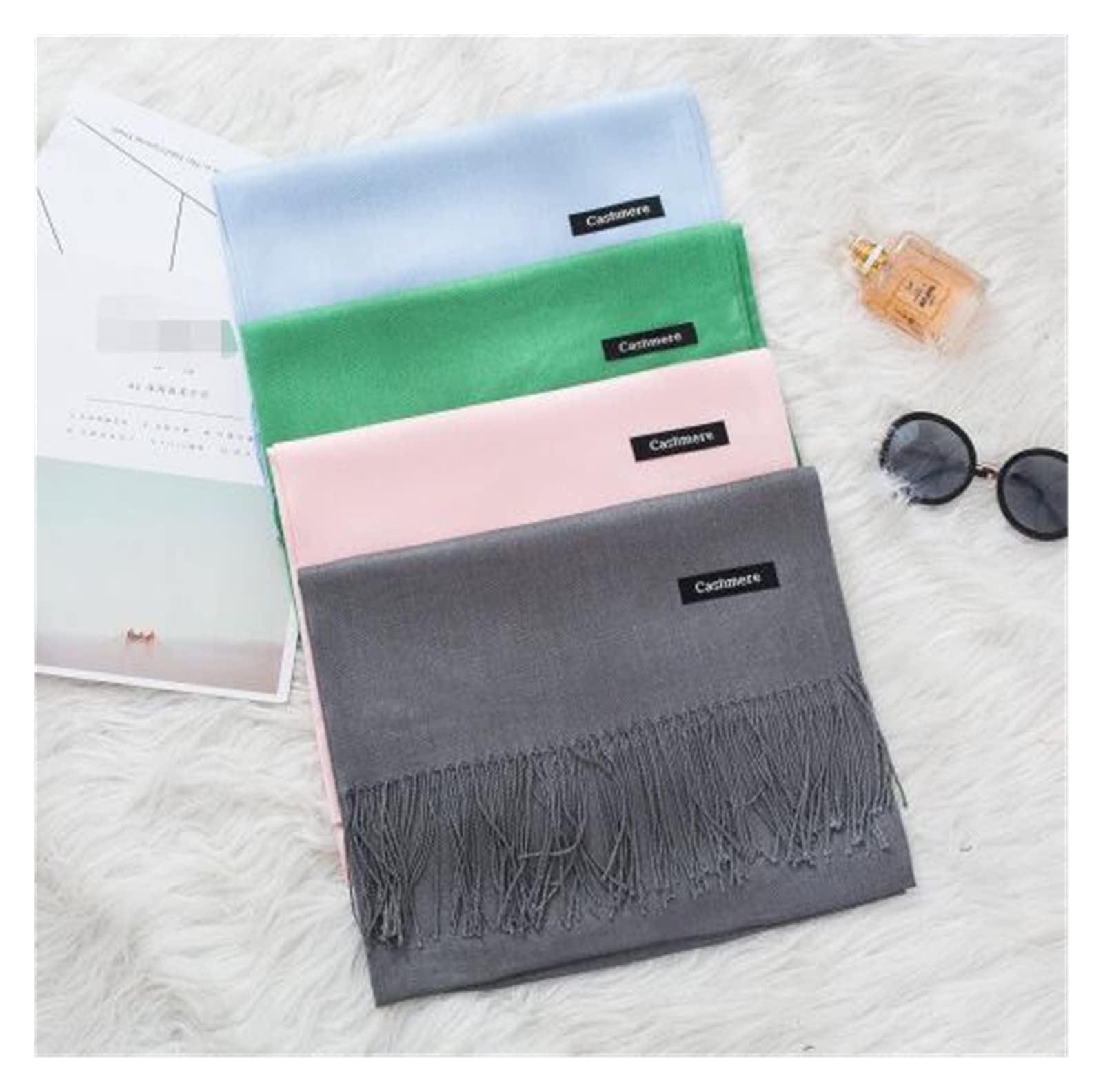 Femmes solide écharpe cachemire sentiment Pashmina châles gland Hijab bandeau Femme mince printemps hiver foulards Foulard Bufanda