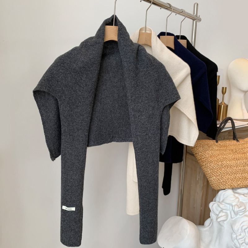 Nouveau châle australien en forme de T tricoté en laine 100% pour femmes, écharpes coréennes de luxe 2025, automne hiver, chaud et doux, gilet à col