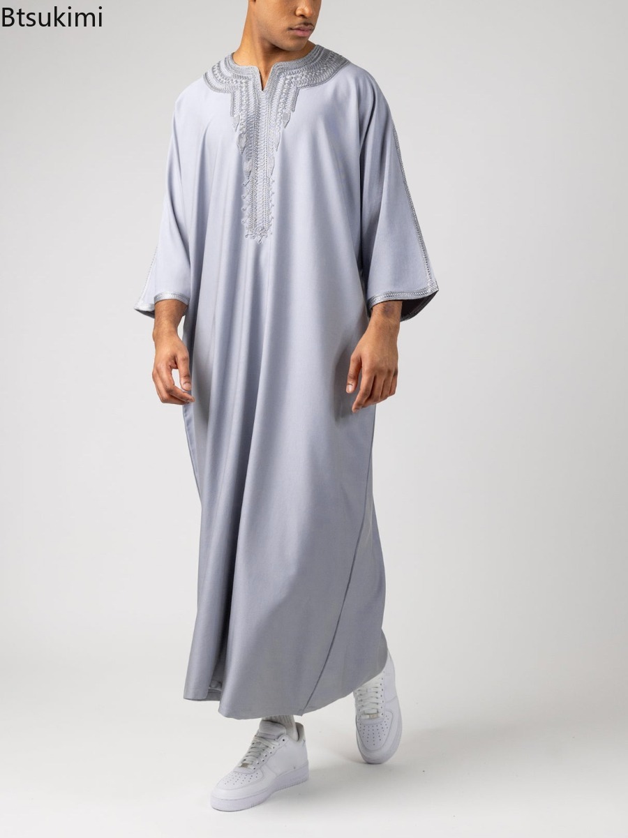 Nouvelle Abaya Musulmane pour Hommes 2026, Vêtement Traditionnel du Moyen-Orient, Thobe Arabe Islamique, Kaftan de Haute Qualité, Robe pour Cadeau de Mari