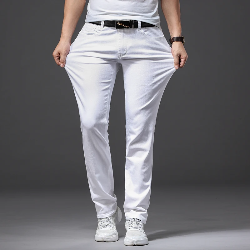 Hommes Slim blanc jean nouvelle élasticité mode décontracté classique doux marque d'affaires pantalon homme vêtements Stretch pantalon hommes jean