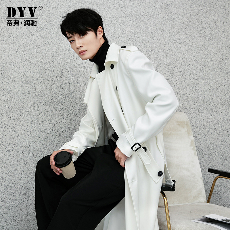Veste longue pour hommes, Trench-Coat d'automne, intelligent, décontracté, Style britannique, Double boutonnage, luxe, col rabattu, vêtements d'extérieur