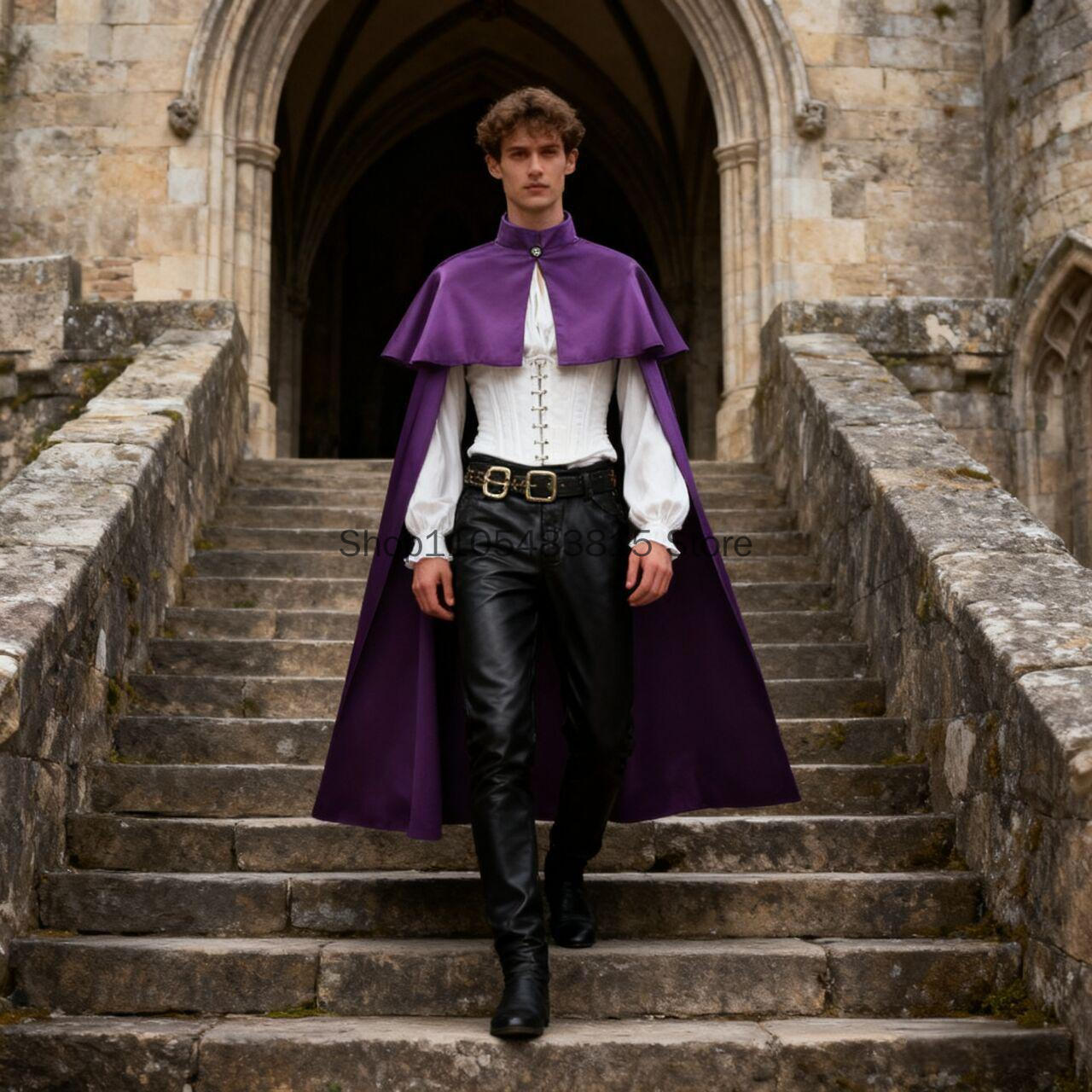 Cape de chevalier pour cosplay d'Halloween adulte, châle rétro à col montant, manteau de princesse Renaissance, étole de prêtre, robe de noble victorien