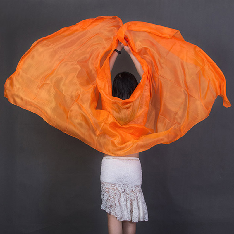 100% soie Performance danse couleur unie Texture claire voile châles femmes écharpe Costumes accessoires danse du ventre voiles 250 cm x 110 cm