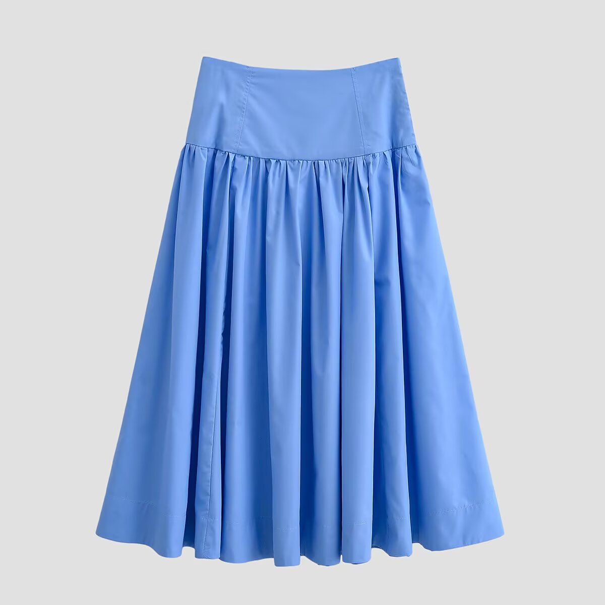 Jupe trapèze décontractée bleue style français pour femme, nouvelle collection printemps-automne, jupe à volants taille haute mi-longue en fibre de polyester