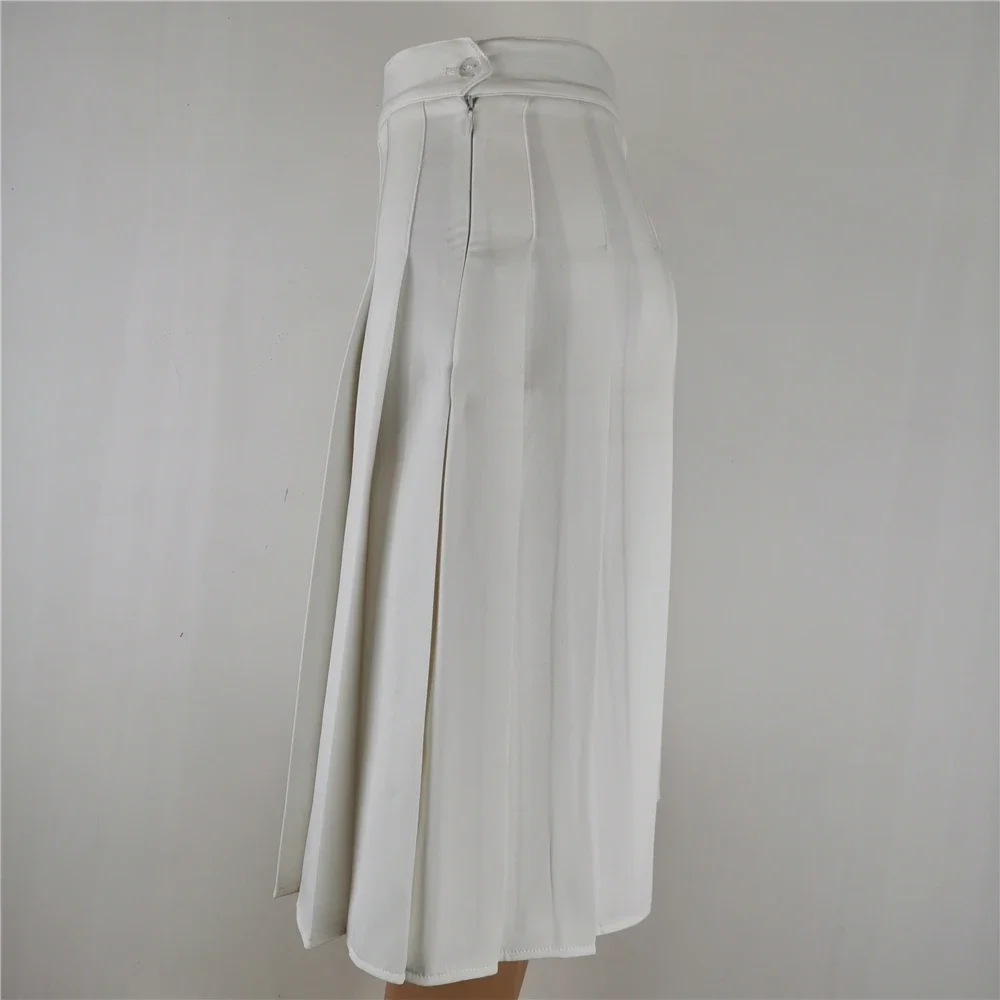 Jupe longue plissée pour femme, vêtements de mode coréenne, noir, blanc, grande taille, cosplay, HarajukuY2k, 58cm