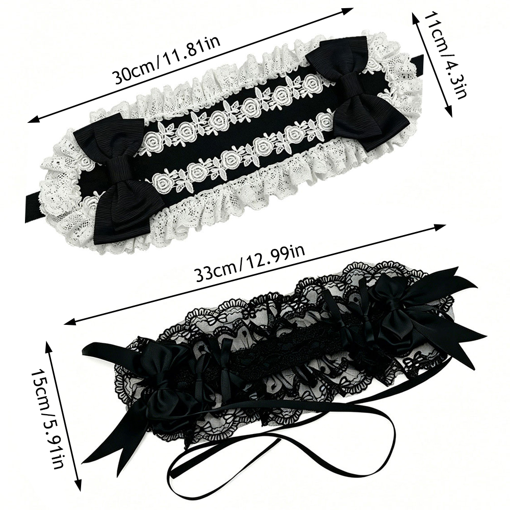 Serre-tête Gothique Lolita à volants en dentelle avec nœud, bandeau vintage Y2K, accessoire de cheveux doux pour cosplay, décoration de coiffure pour fête et anime