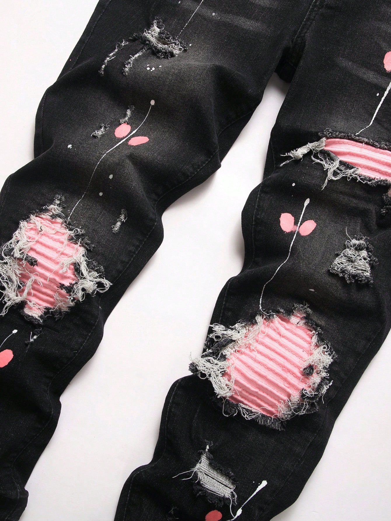 Jean en denim déchiré pour homme, très extensible, pantalon skinny hip-hop, pantalon décontracté à coupe slim avec broderie patchwork, streetwear