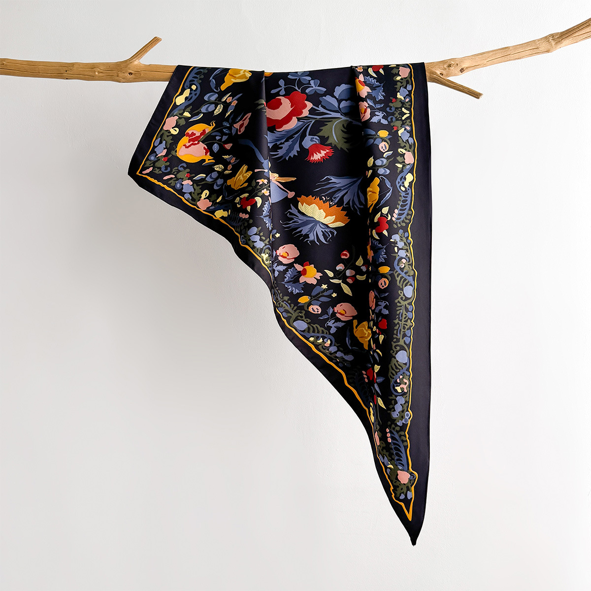 Écharpe carrée à imprimé floral pour femmes, foulards en satin doux imitation soie, bandanas, hijab de luxe, foulard élégant, châles