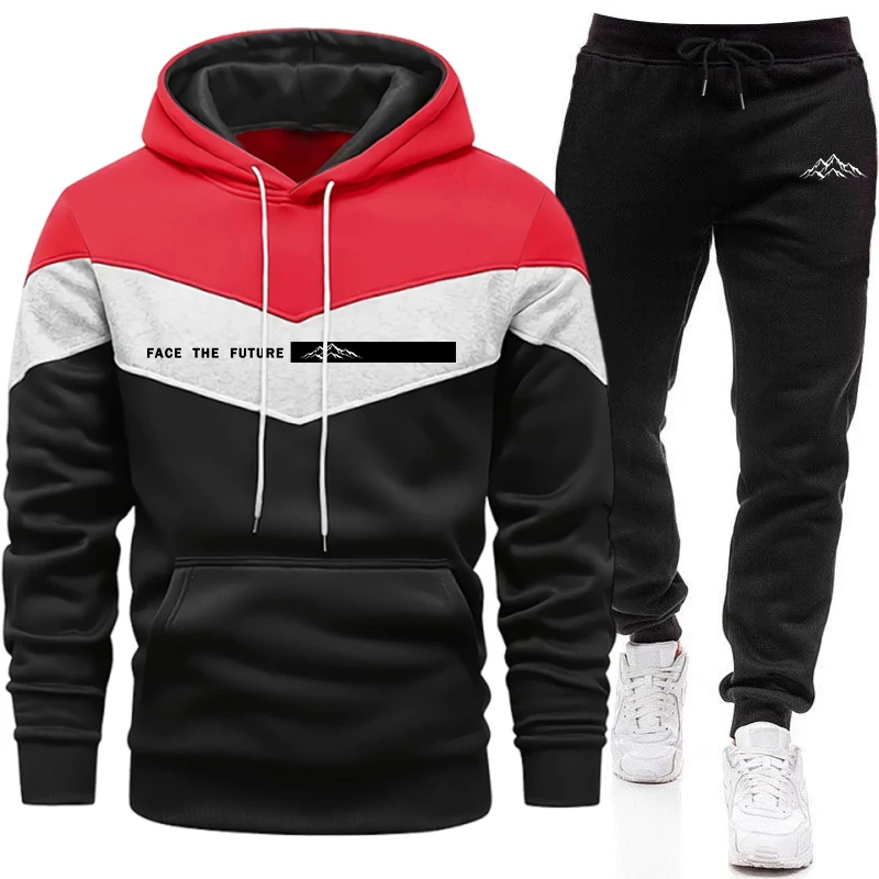Ensemble de survêtement décontracté pour homme – Sweat à capuche et pantalon de jogging pour sports de plein air – Collection Automne-Hiver – Modèle unique à assortir