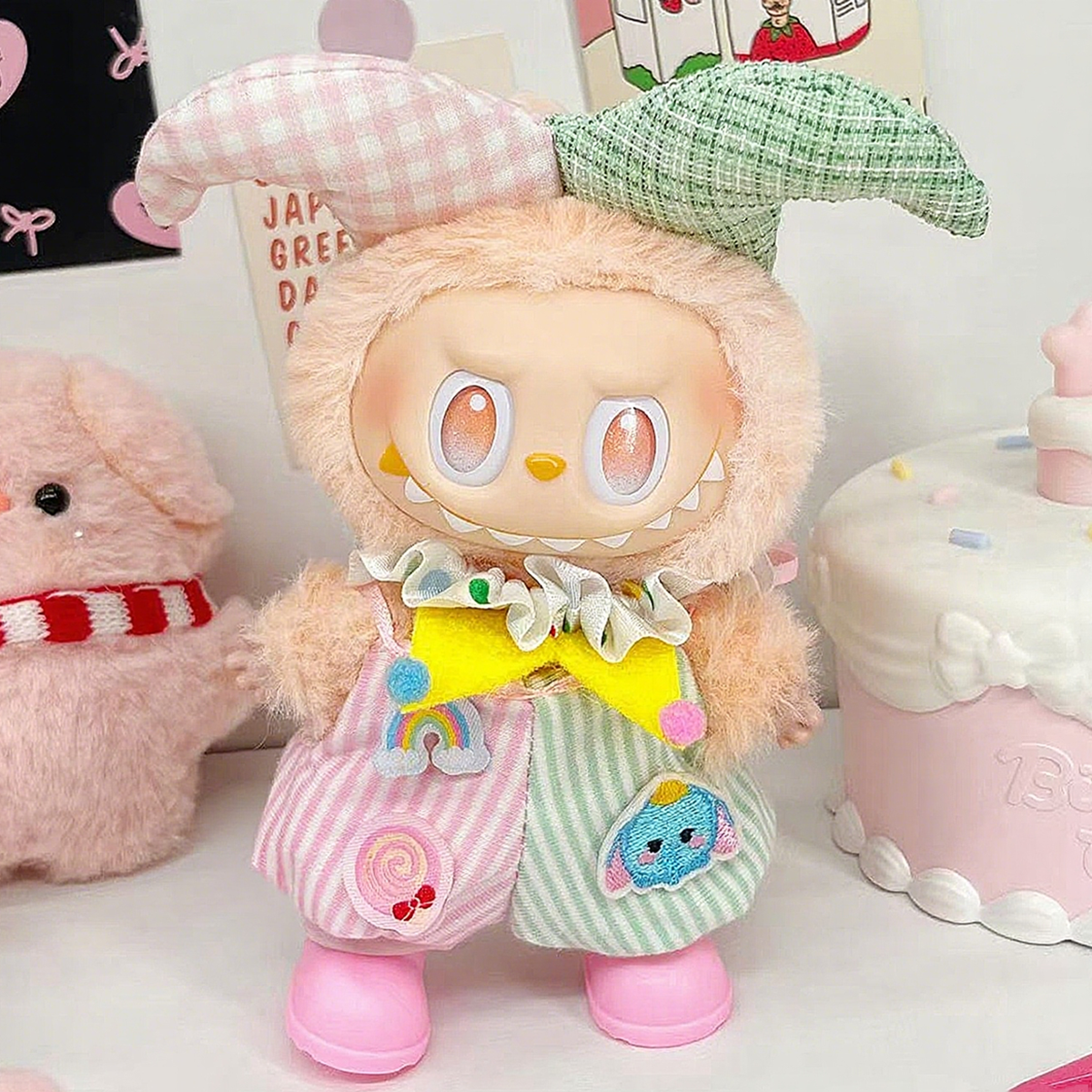 Poupée en peluche mignonne, vêtements de Style Clown de cirque pour poupée Labubu, vêtements de bricolage, accessoires de décoration, cadeau