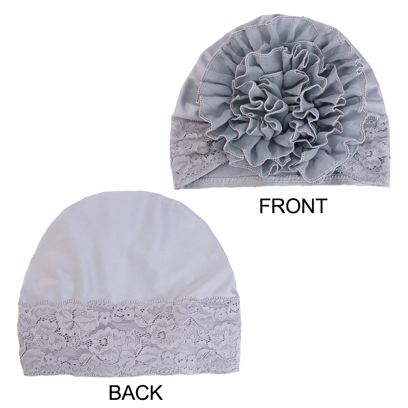 Foulard de tête en dentelle à grandes fleurs pour femmes, chapeau Turban élégant, doux et léger, Design à volants, couvre-chef de chimio multicolore, nouvelle collection