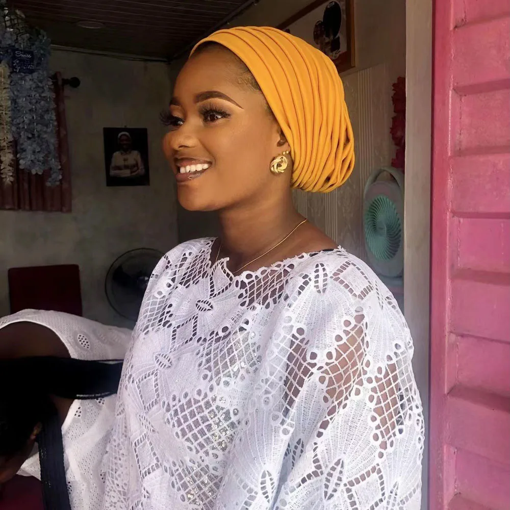 Turban Plissé pour Femme Africaine, Hijab Musulman, Bonnet de Mode, Nouveauté