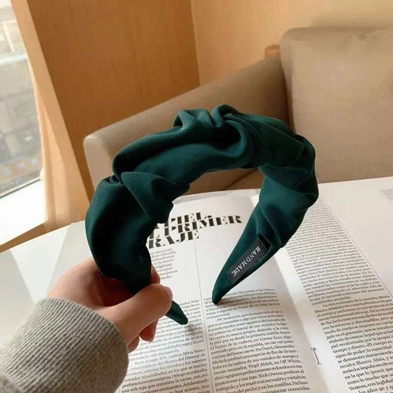 Cerceau de cheveux à la mode, bandeaux à fleurs de couleur unie, large bandeau de styliste, accessoires pour cheveux, couvre-chef pour femmes et filles