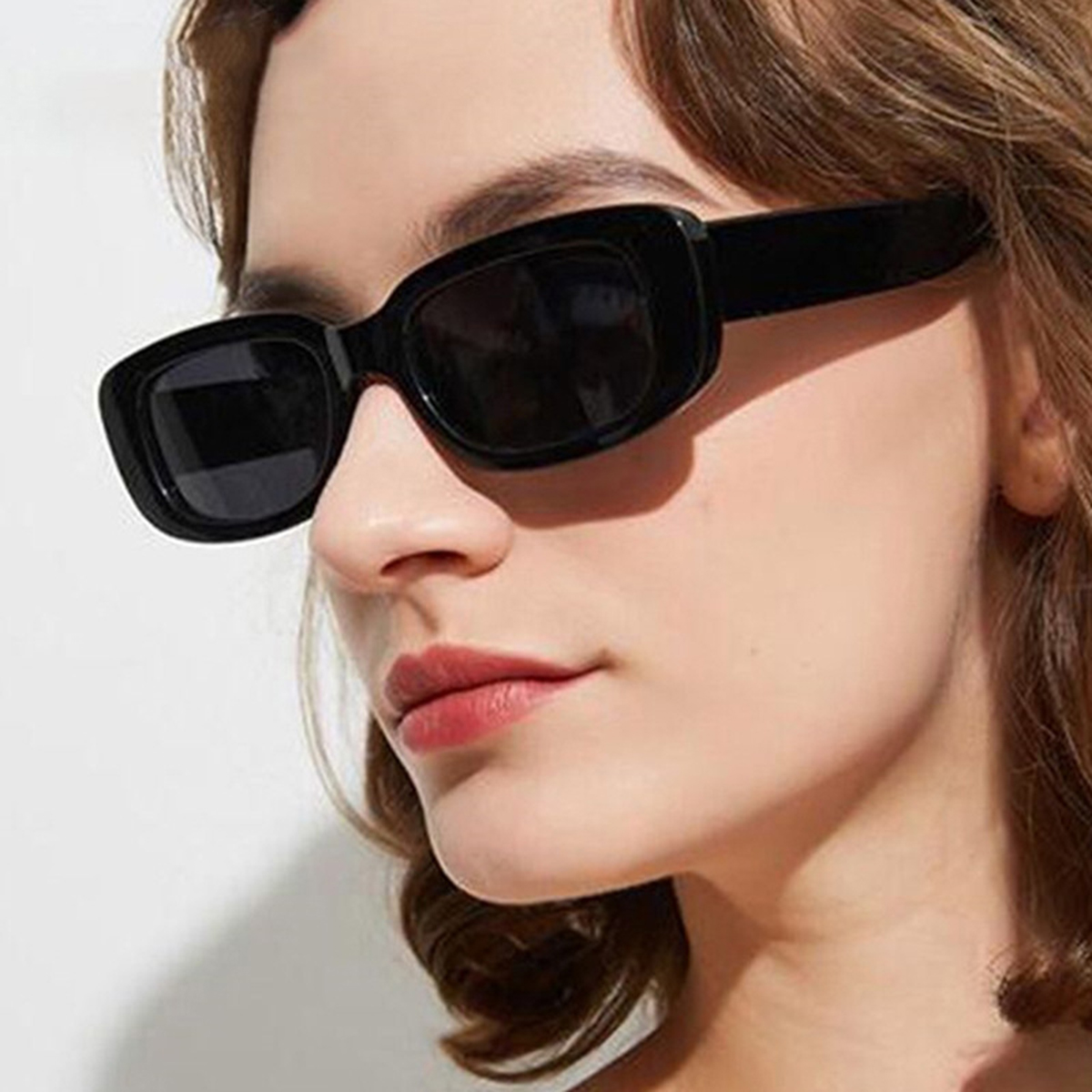 Lunettes de plage carrées pour femme, monture en plastique noir et blanc, à la mode, 3 pièces/ensemble, 2 pièces/ensemble