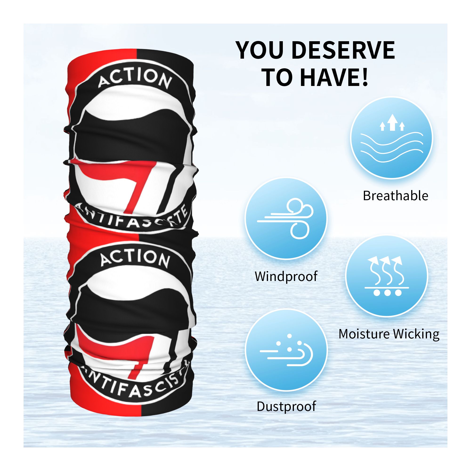 Bandana personnalisé Antifa'ES Scist Action, drapeau Anti-racisme, chauffe-cou d'hiver pour hommes, écharpe faciale coupe-vent pour guêtre de Ski, bandeau
