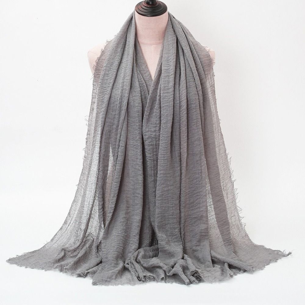 Femmes foulards voile 10 couleurs plissé plaine Hijab coton lin rides froissé Hijab écharpe ondulation Hijab