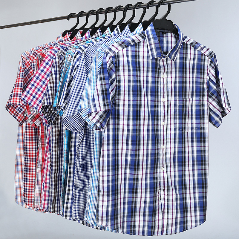 Chemises à carreaux confortables pour hommes, style classique décontracté, chemise à manches courtes pour hommes, 100% coton, mode, grande taille, 5XL, 6XL, 7XL, 8XL, 10XL
