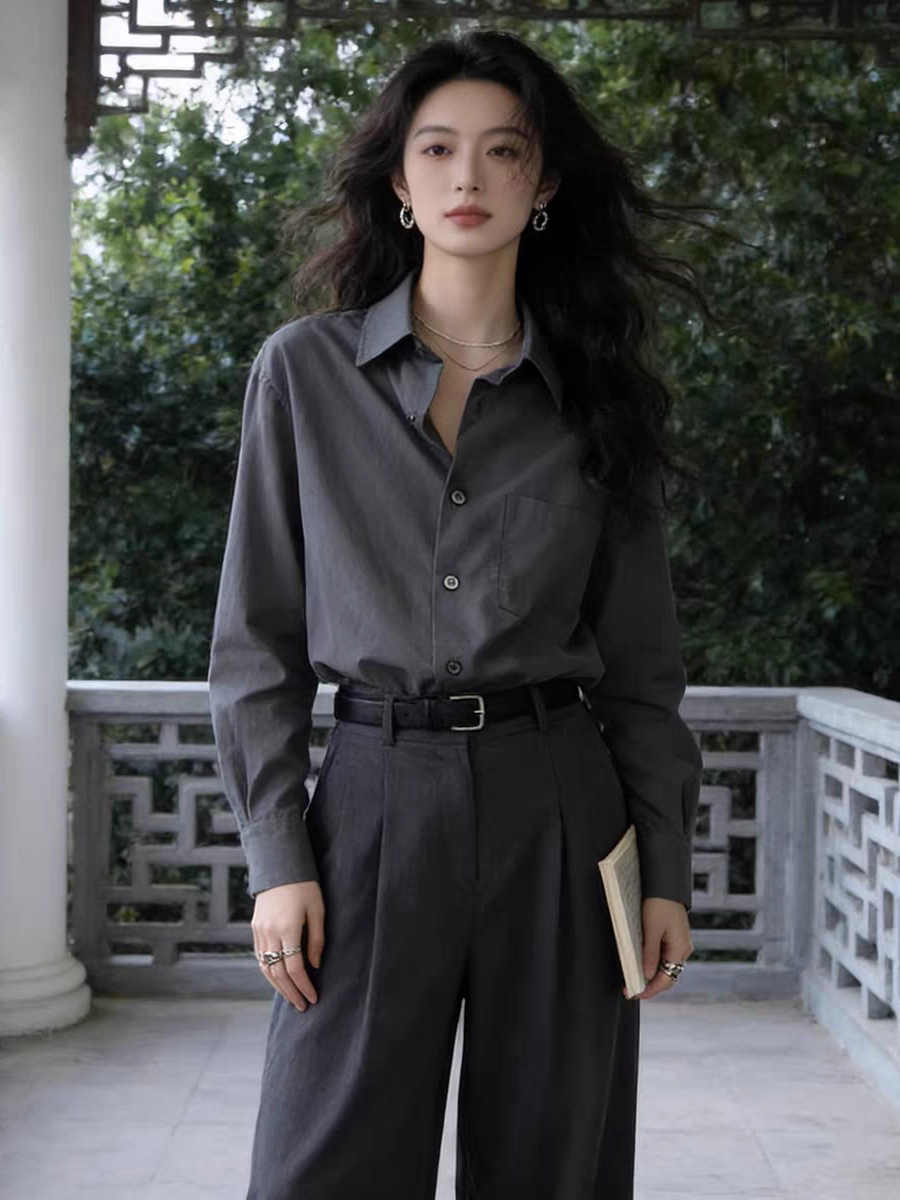 Chemise à manches longues pour femmes, chemisier boutonné de couleur unie, Style coréen, chemises de bureau pour dames, vêtements de printemps et d'été pour femmes