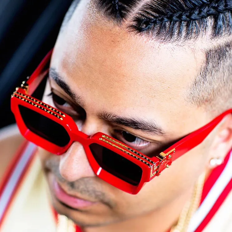 Lunettes de soleil rectangulaires pour hommes, grande monture, personnalisées, lunettes et accessoires hip hop sautants