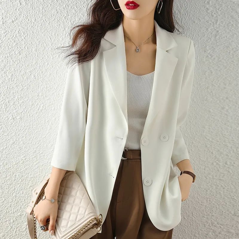 Combinaison en mousseline de soie pour femme, blazer monochrome pour femme, extérieur, tendance, couture, style coréen, promotion, printemps, automne, 2025