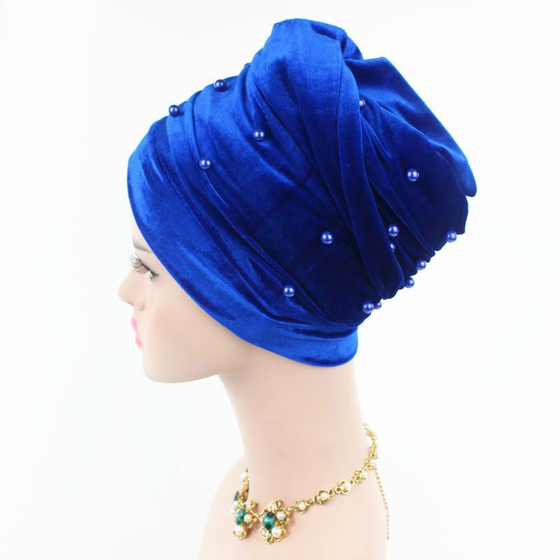Écharpe turban en velours chaud pour femme, écharpe de sauna à perles, bonnet, chapeau africain et indien, enveloppes de tête pour femme, vêtements de sauna islamiques, hijab