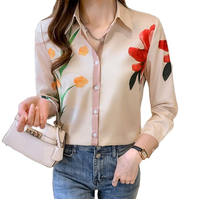 Mode dames chemises nouveau élégant femmes Blouses à manches longues boutonné hauts blusa mujer