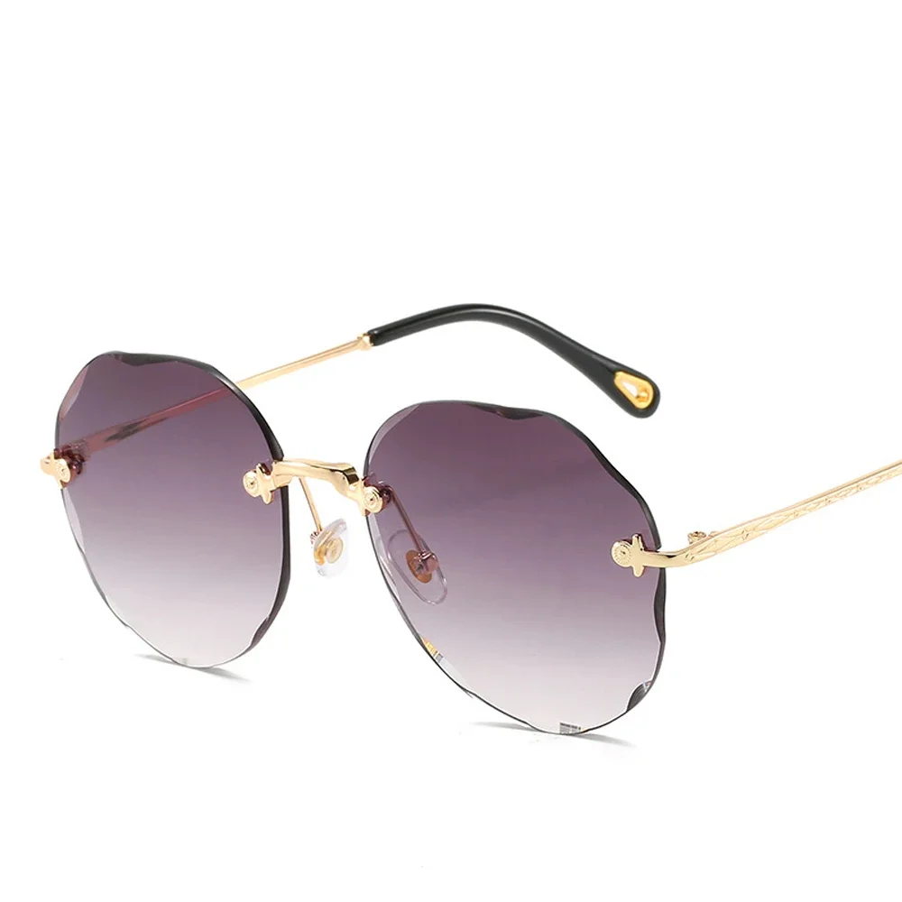 2025 nouveau élégant femme mâle Vintage mode dégradé lunettes de soleil coupe ronde sans monture lunettes de soleil femmes hommes lunettes Gif lunettes de soleil