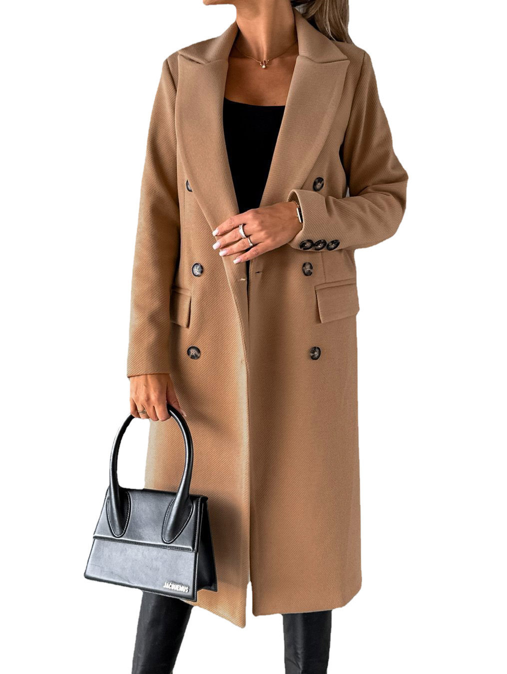 Manteau en Laine Décontracté pour Femme, Manches Longues, Style Urbain Rétro, Vestes Tendance, Col Rabattu Boutonné, Nouveaux Manteaux d'Hiver Classiques 2026