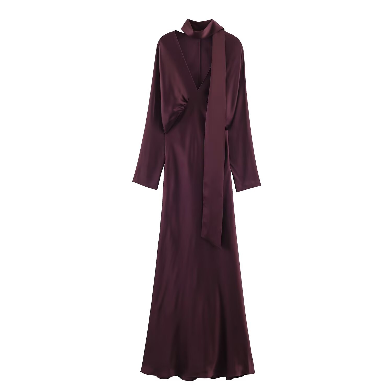 Nouvelle Robe Longue Chic et Élégante pour Femme 2026 – Col V, Manches Longues, Coupe Slim, Idéale Soirées et Clubs – Collection Printemps