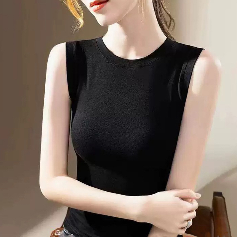 1 pièces printemps été femmes tricoté débardeurs fille mince hauts dame basique décontracté débardeurs col rond t-shirts haut sans manches M ~ 3XL