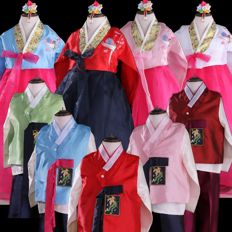 Vêtements traditionnels coréens Hanbok Costumes adultes unisexe filles garçons Festival culturel fête Hanbok robe pour enfants Costume de film