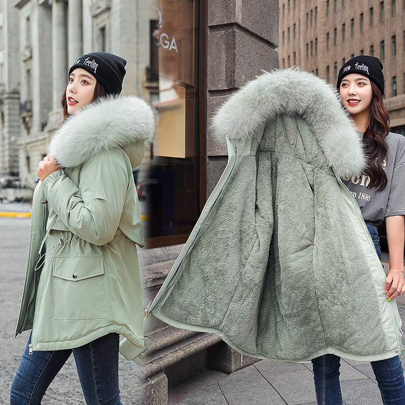 Manteaux Parkas à capuche pour femmes, vestes mi-longue surdimensionnées, col en fourrure solide, fermeture éclair, cordon de serrage, ample, élégant, décontracté, automne hiver 2025