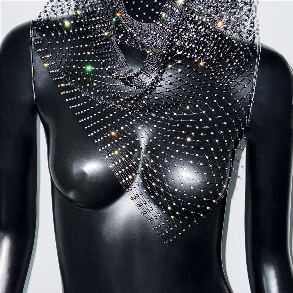 Foulard à paillettes en résille avec strass, couvre-visage brillant, accessoire de mode bohème pour femme, idéal pour festivals, soirées et clubs