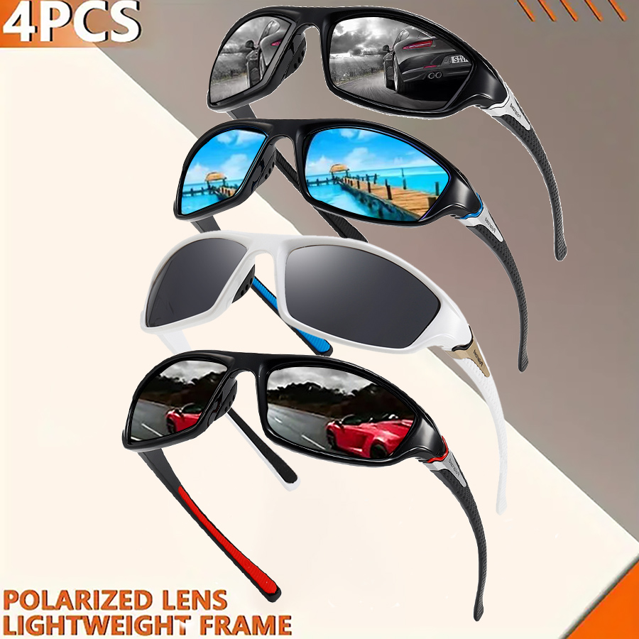Un ensemble de 4 lunettes de sport pour le cyclisme, adaptées aux hommes et aux femmes, idéales pour la course à pied et le cyclisme.