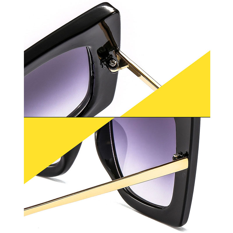 Lunettes de soleil carrées noires pour femmes, monture métallique chimressée, marque de luxe, lunettes de soleil design, nuances de mode, UV400
