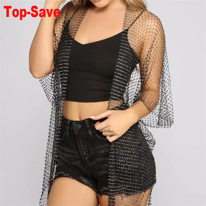 Robes pour femmes Halloween résille Kimono Robe strass couvrir noir blanc maille Robe maillot de plage Festival tenues de fête
