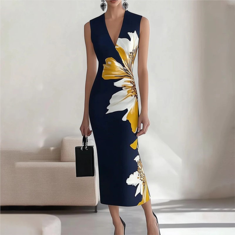 Robe Maxi imprimée pour femmes, Vintage, sans manches, col rond, taille haute, Slim Fit, Chic, vacances d'été, robes de plage, nouvelle collection 2025